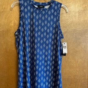 Blue and White Tank Top with Chic Design Size L